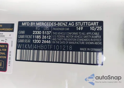 2026 Mercedes-Benz Cle 300 z USA, uszkodzony, nr VIN W1KMJ4HB0TF101218